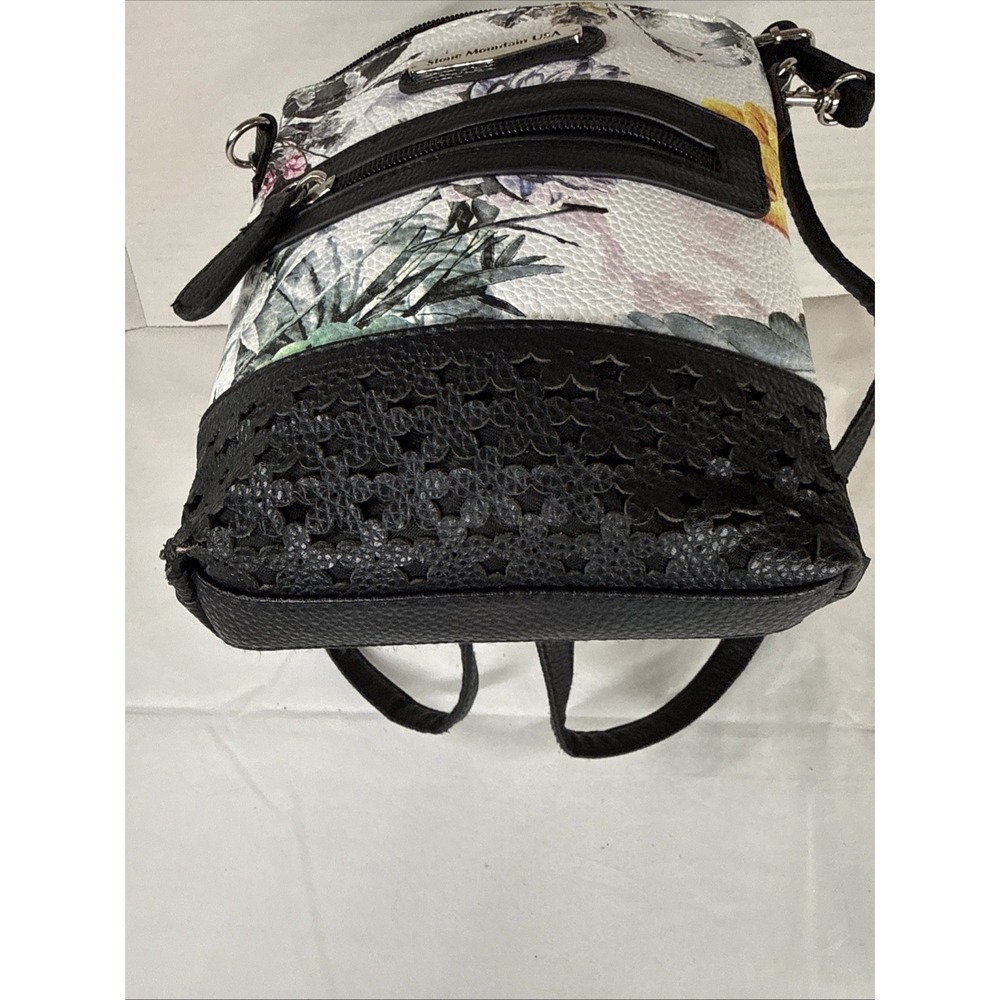 Stone Mountain Floral Crossbody Shoulder Leather Bag Purse 2 Compartment Pockets - Picture 7 of 12